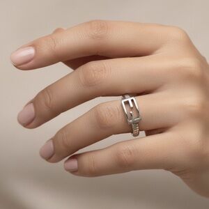 Fendi Silver Baguette Ring-New Size 5.5